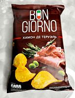 Чипсы картофельные BON GIORNO вкус Хамон де Теруэль 90 гр